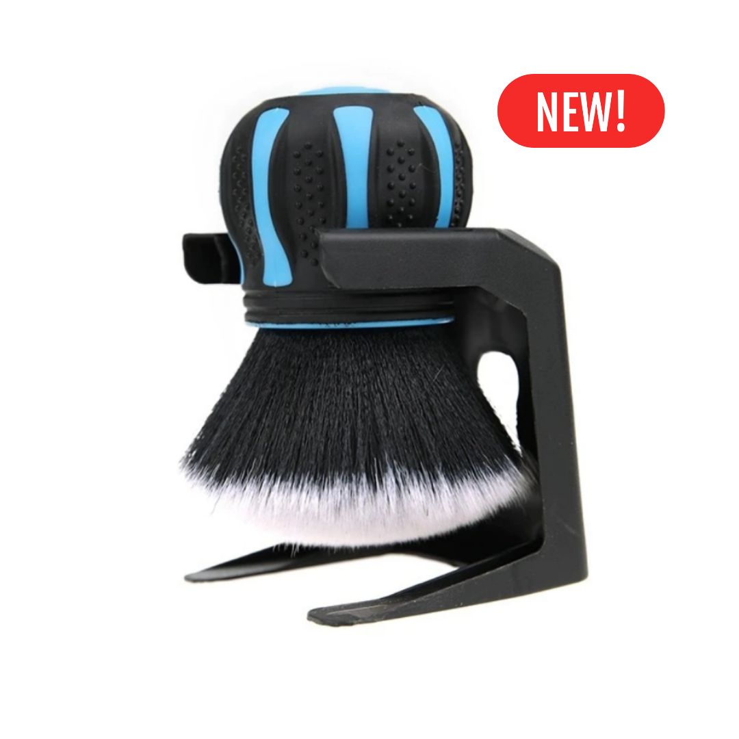 Black and blue brush with a red 'NEW!' label on a white background