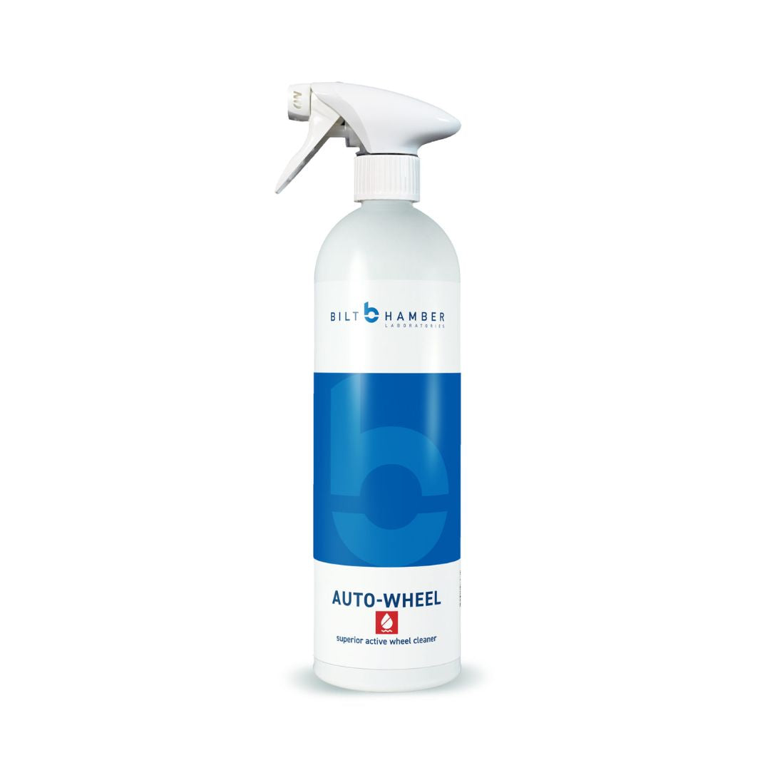 Bilt Hamber Auto-Wheel cleaner spray bottle on a white background