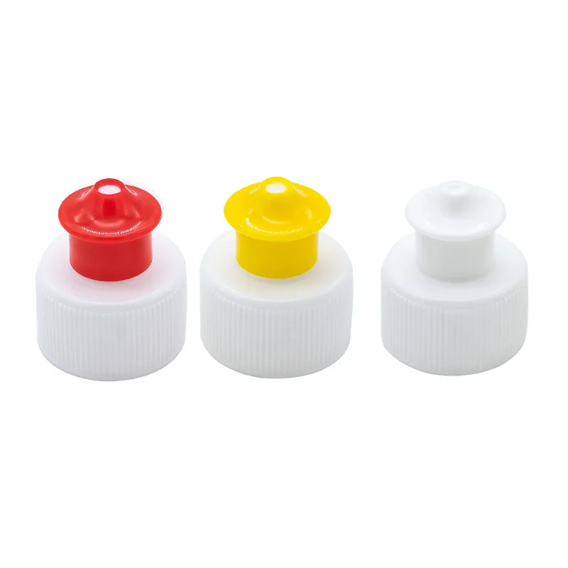 bottle cap squeezer red, yellow and white. ideal or polishing and shampoo. easy dosage for chemicals.