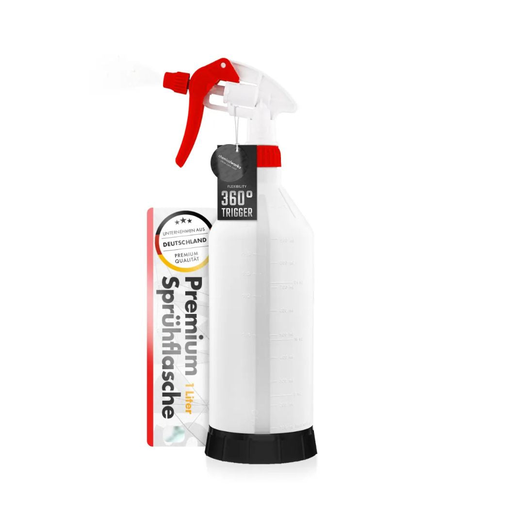 White Chemicalworkz spray bottle with red trigger and black base on a white background