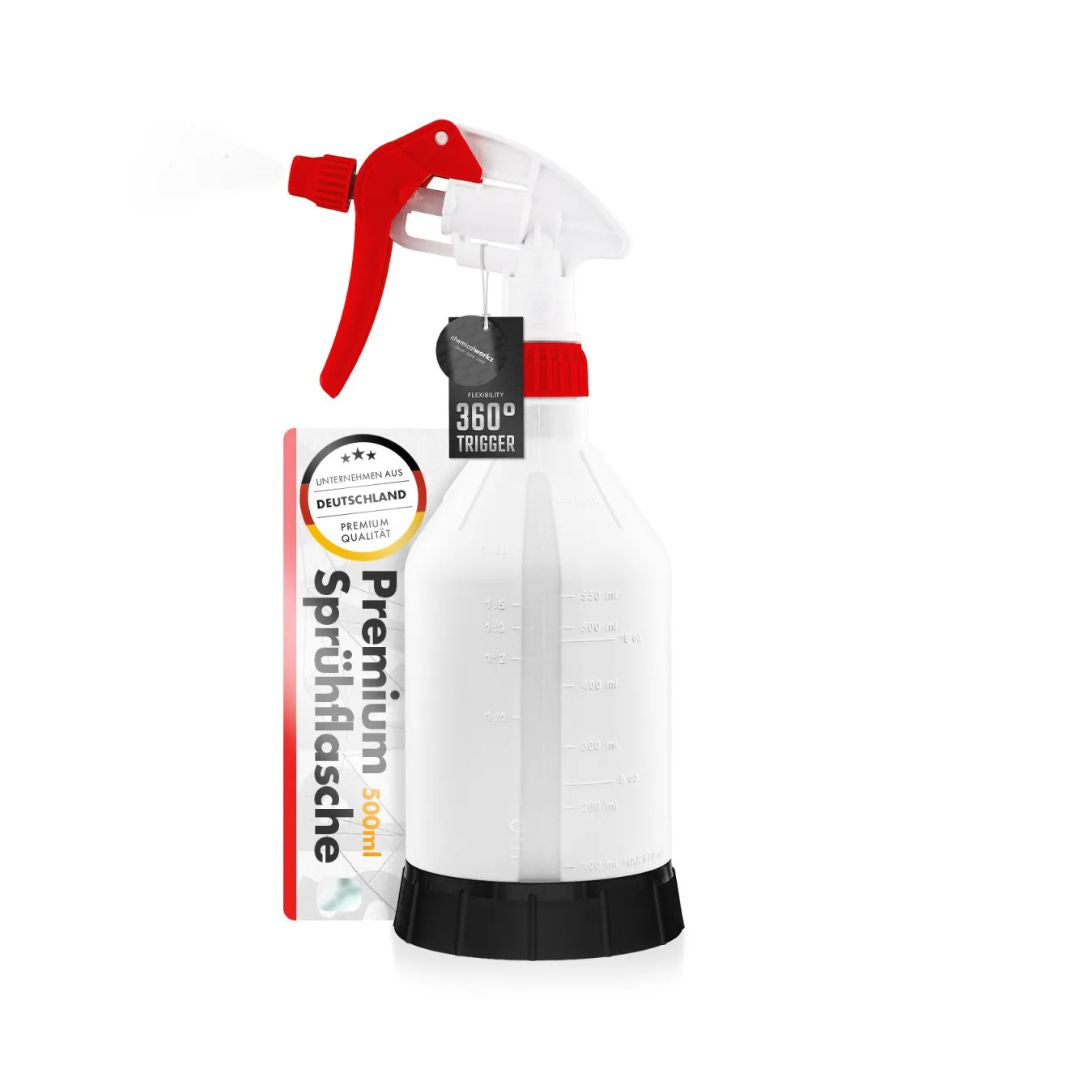 White Chemicalworkz spray bottle with red trigger and black base on a white background