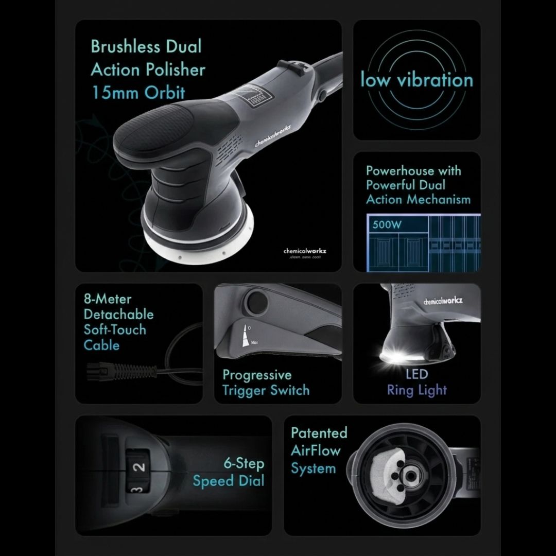 Chemicalworkz DA15 Pro - Brushless 21mm Orbit Dual Action Polisher technial information