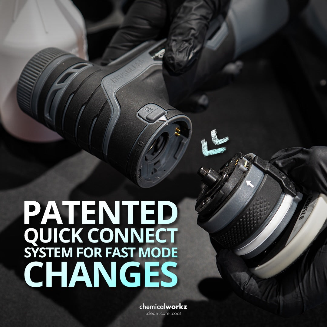 Patented quick connect system for fast mode changes with gloves holding connectors.