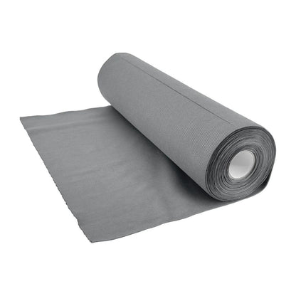 Roll of grey glass microfibre cloths on a roll on a white background