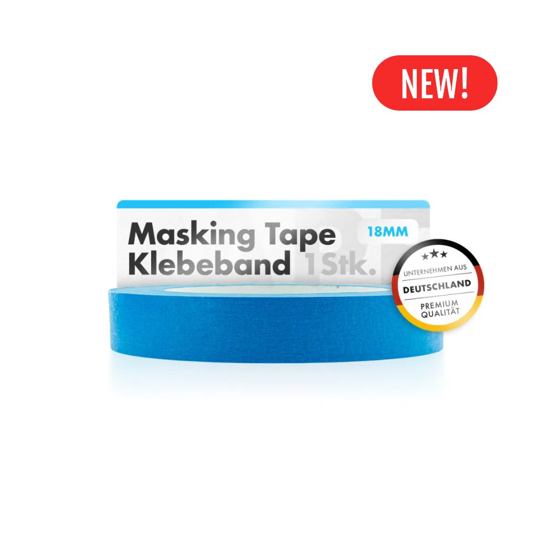 Blue Chemicalworkz masking tape with a label indicating 'New!' and 'Deutschland Premium Qualität' on a white background.