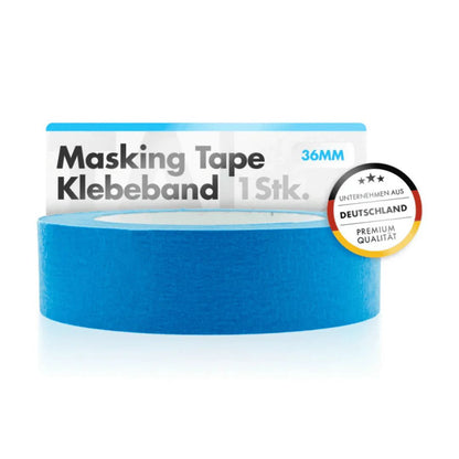 Blue Chemicalworkz masking tape with a label and 'Deutschland Premium Qualität' on a white background.