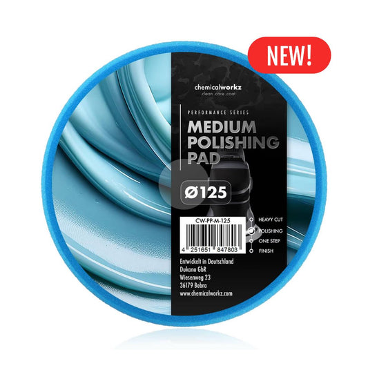 Chemicalworkz Polishing Pad 125 mm (5") - Medium Cut Blue with new label