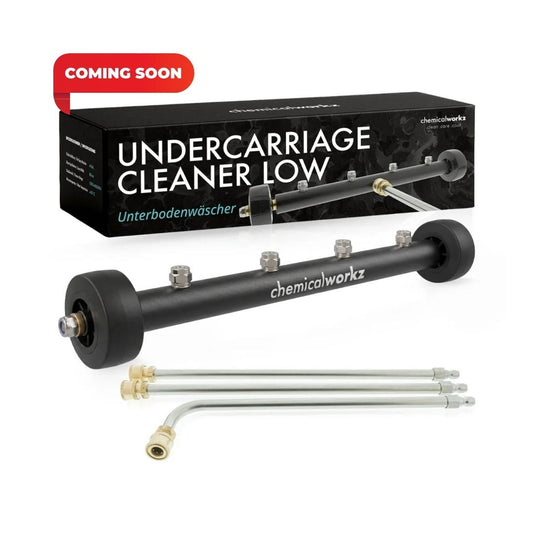 Undercarriage cleaner for lowered cars with packaging labeled 'Coming Soon' on a white background