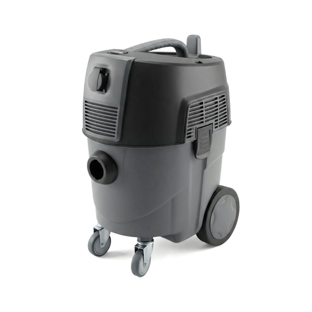 Chemicalworkz grey industrial vacuum cleaner on a white background. Wet and dry hoover vacuum