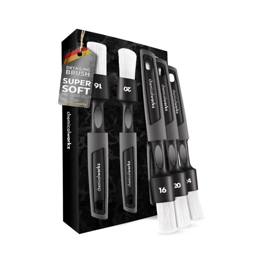 3 set of Soft chemicalworkz car detailing brush size 16 mm, 20 mm and 24mm  with packaging on a white background
