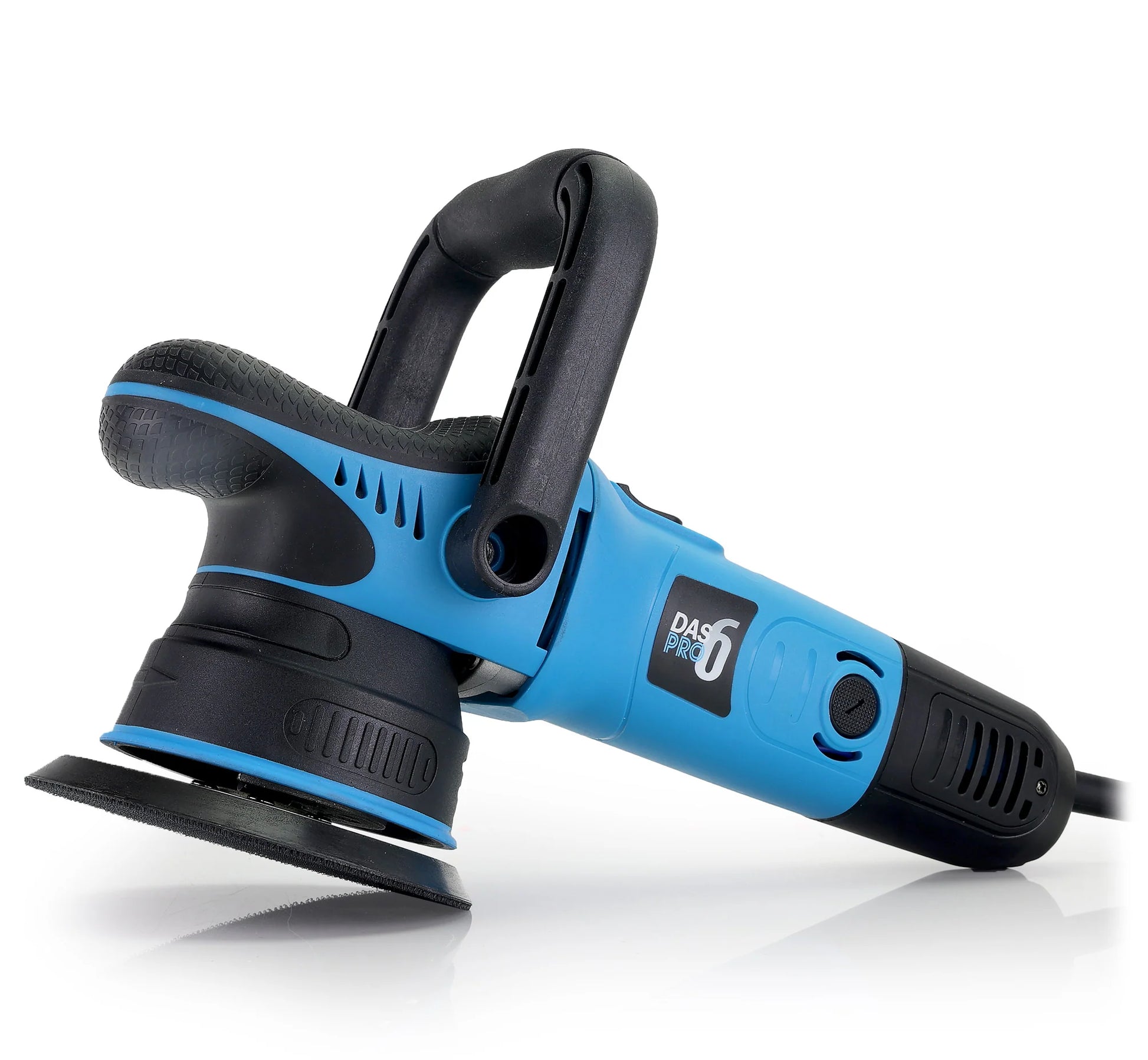 DAS-6 Pro Dual Action Polisher (9mm orbit). blue polisher with pads, backing plate and carry case. DAS polisher Ireland