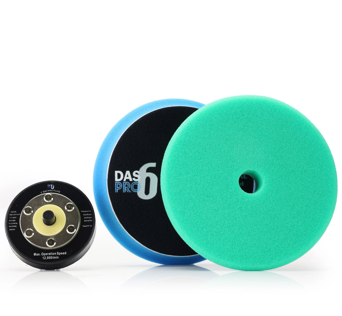 DAS-6 Pro Dual Action Polisher (9mm orbit). blue polisher with pads, backing plate and carry case. DAS polisher Ireland