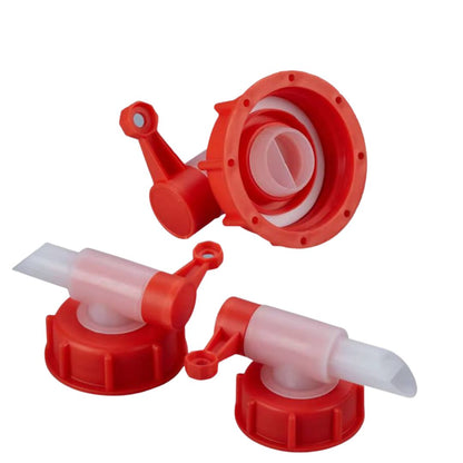 Red and clear plastic components on a white background