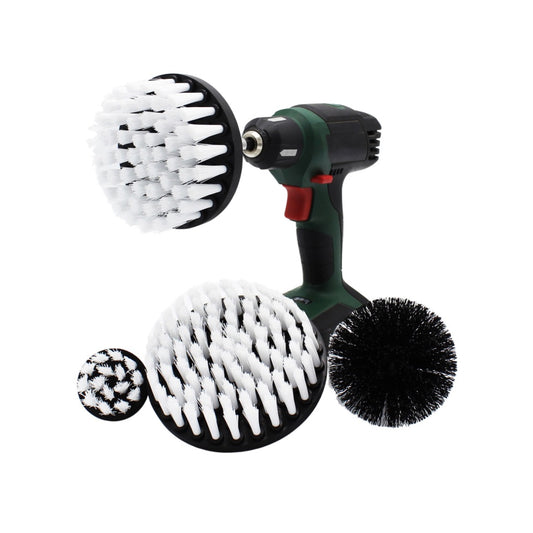 Drill Brush Set, 4 Pcs Cleaning Drill Brushes Power Scrubber Brushes for Cleaning Bathroom Car Carpet Floor Toilet Kitchen Grout White