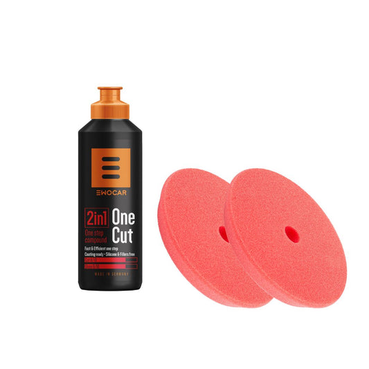 EWOCAR 2 in 1 One Cut with Medium Red Foam Pad Bundle washme.ie