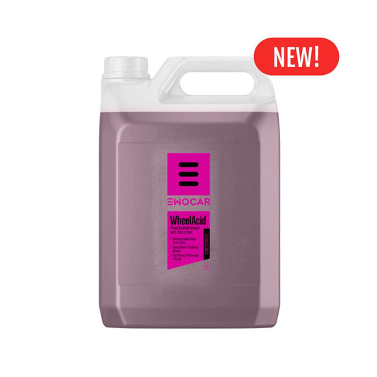 Ewocar Acid Wheel Cleaner Concentrate in 5L drum on white background with New label