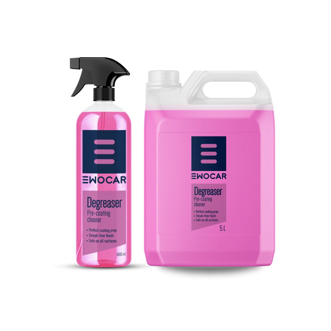 Two bottles of Ewocar Degreaser on a white background