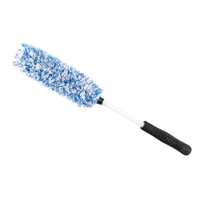 Ewocar Microfibre Wheel Cleaning brush with blue bristles on a white background