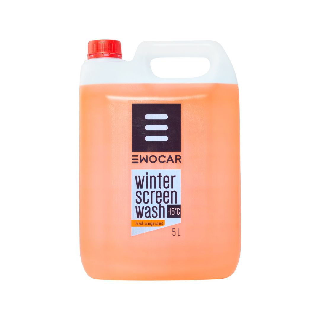 Ewocar winter screen wash container on a white background. Orange scent