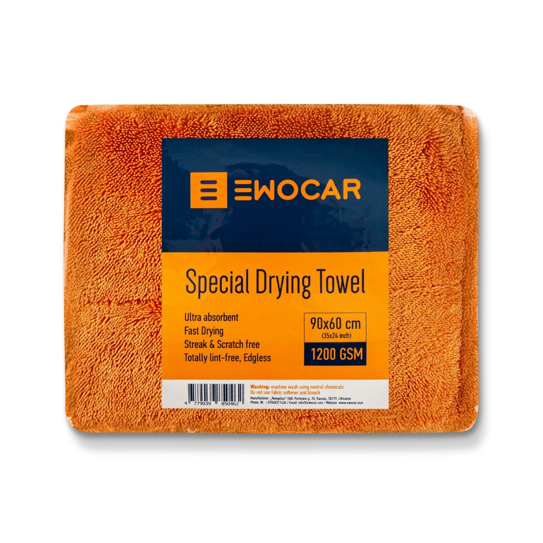 EWOCAR Special Twisted Loop Drying Towel – Orange (1200gsm/90x60cm)