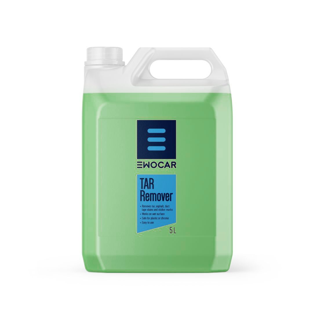 Green container of EWOCAR Tar Remover on a white background