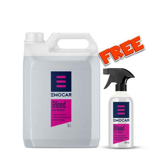 EWOCAR Bleed fluid container and spray bottle on a white background with 'FREE' text.