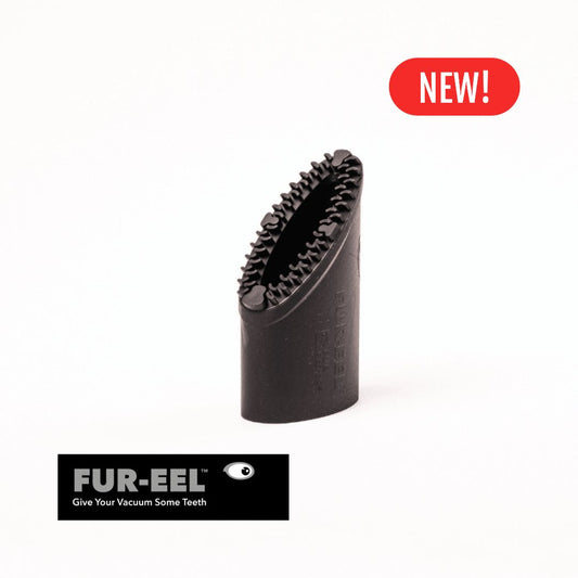 Black FUR-EEL product with spiky texture on a white background, featuring the brand name and a 'NEW!' label.