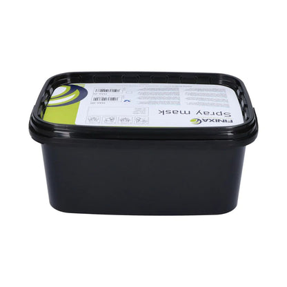 A black plastic tub of FINIXIA Spray Mask with a white and green label, shown on a plain white background.