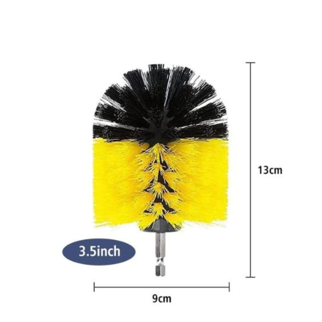Heavy-Duty Detailing Drill Brush Round (Yellow/Stiff) 3.5"/9cm