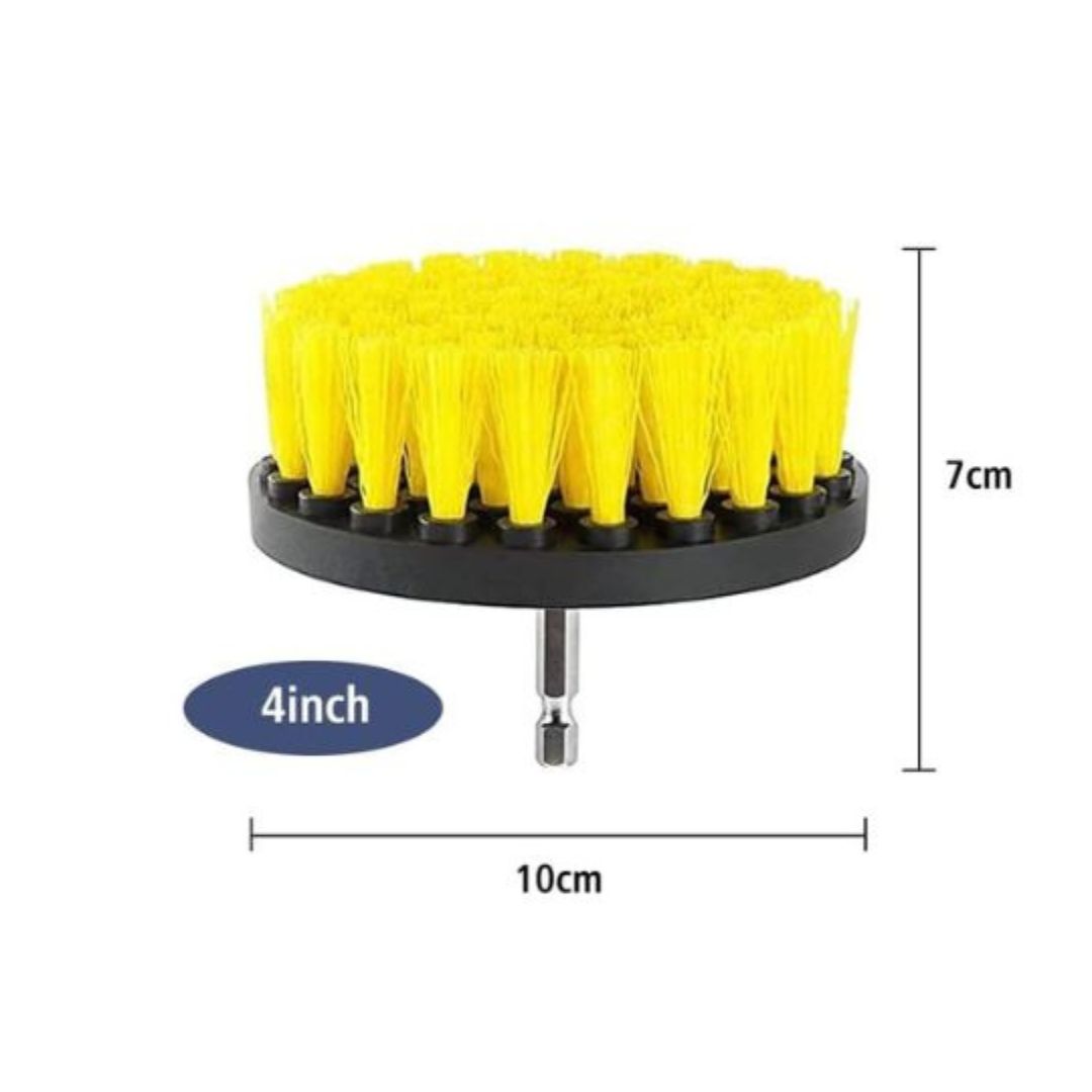 Heavy-Duty Detailing Drill Brush (Yellow/Stiff) 4"/10cm