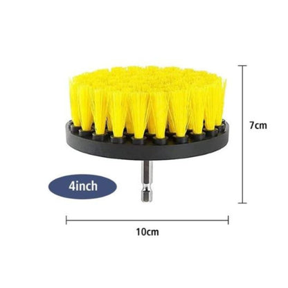 Heavy-Duty Detailing Drill Brush (Yellow/Stiff) 4"/10cm