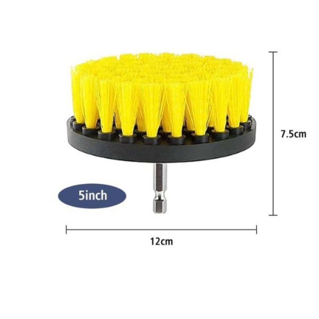 Heavy-Duty Detailing Drill Brush (Yellow/Stiff) 5"/12cm