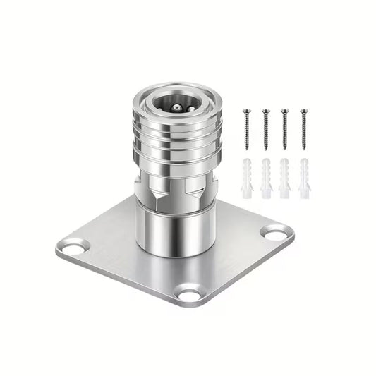 Metal foam gun mounting bracket with screws on a white background,