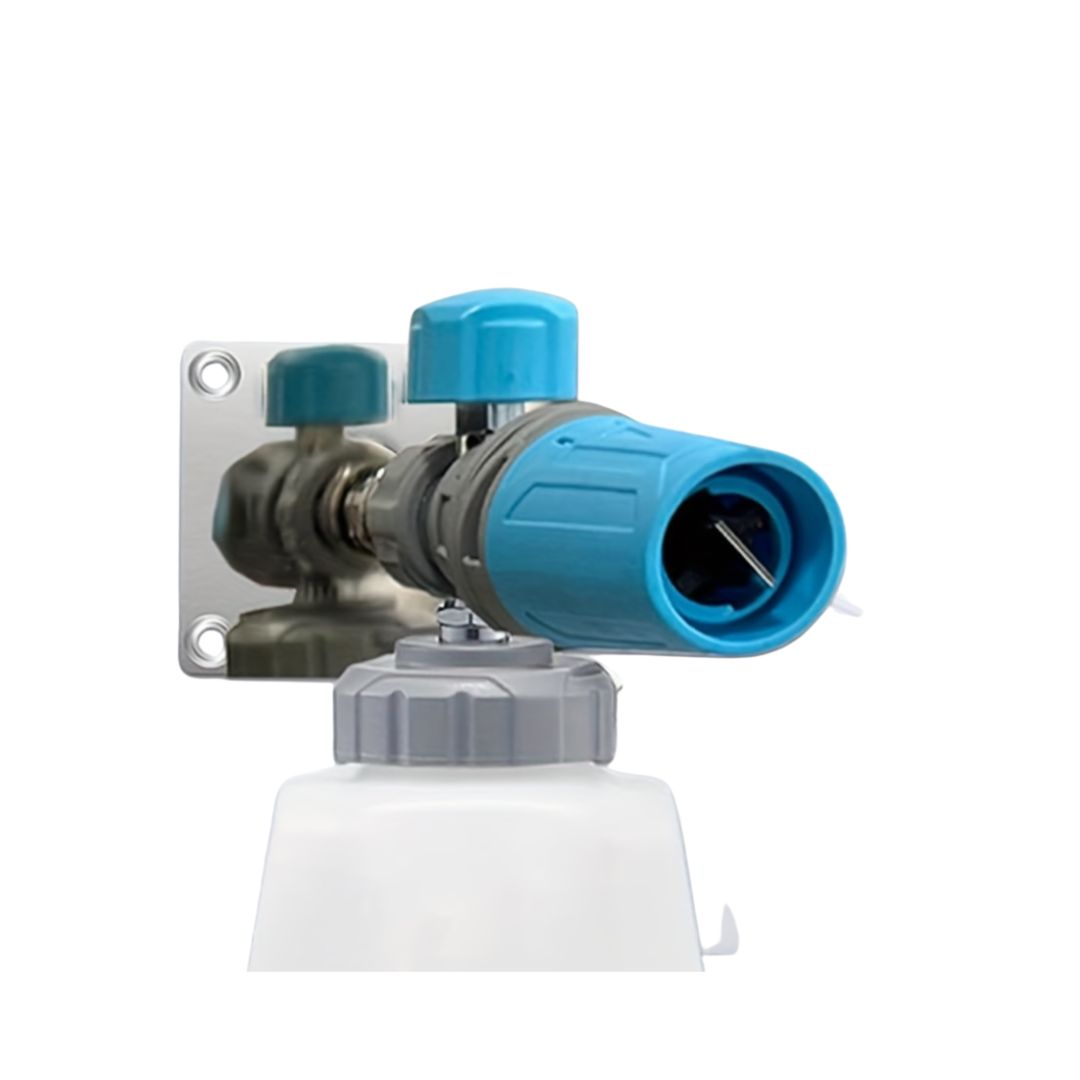 Metal foam gun mounting bracket with screws on a white background, featuring a 'NEW!' label.