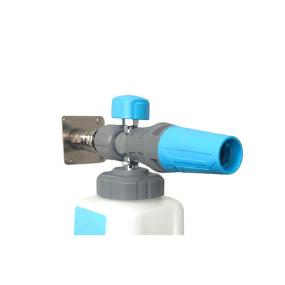 Metal foam gun mounting bracket with screws on a white background, featuring a 'NEW!' label.