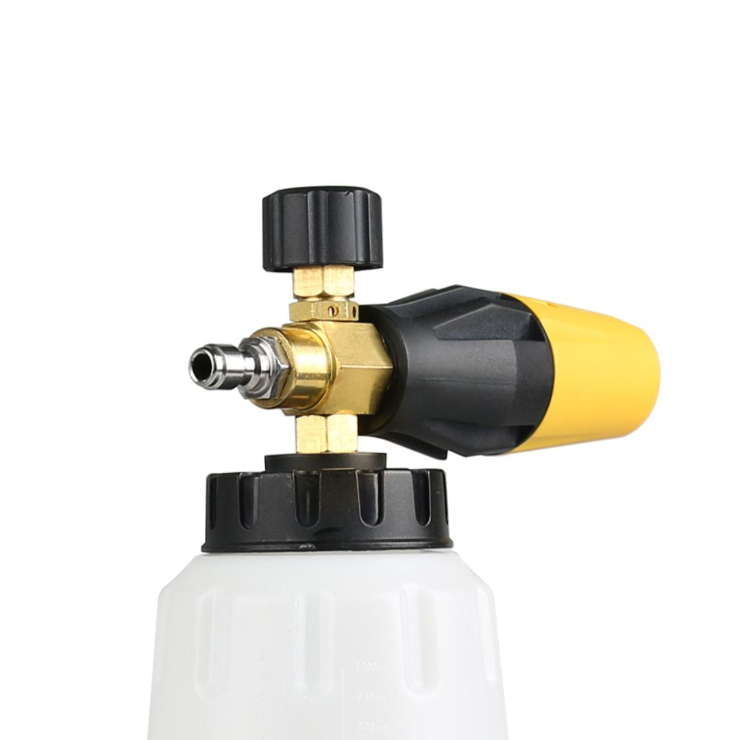 Foam cannon for car washing on a white background
