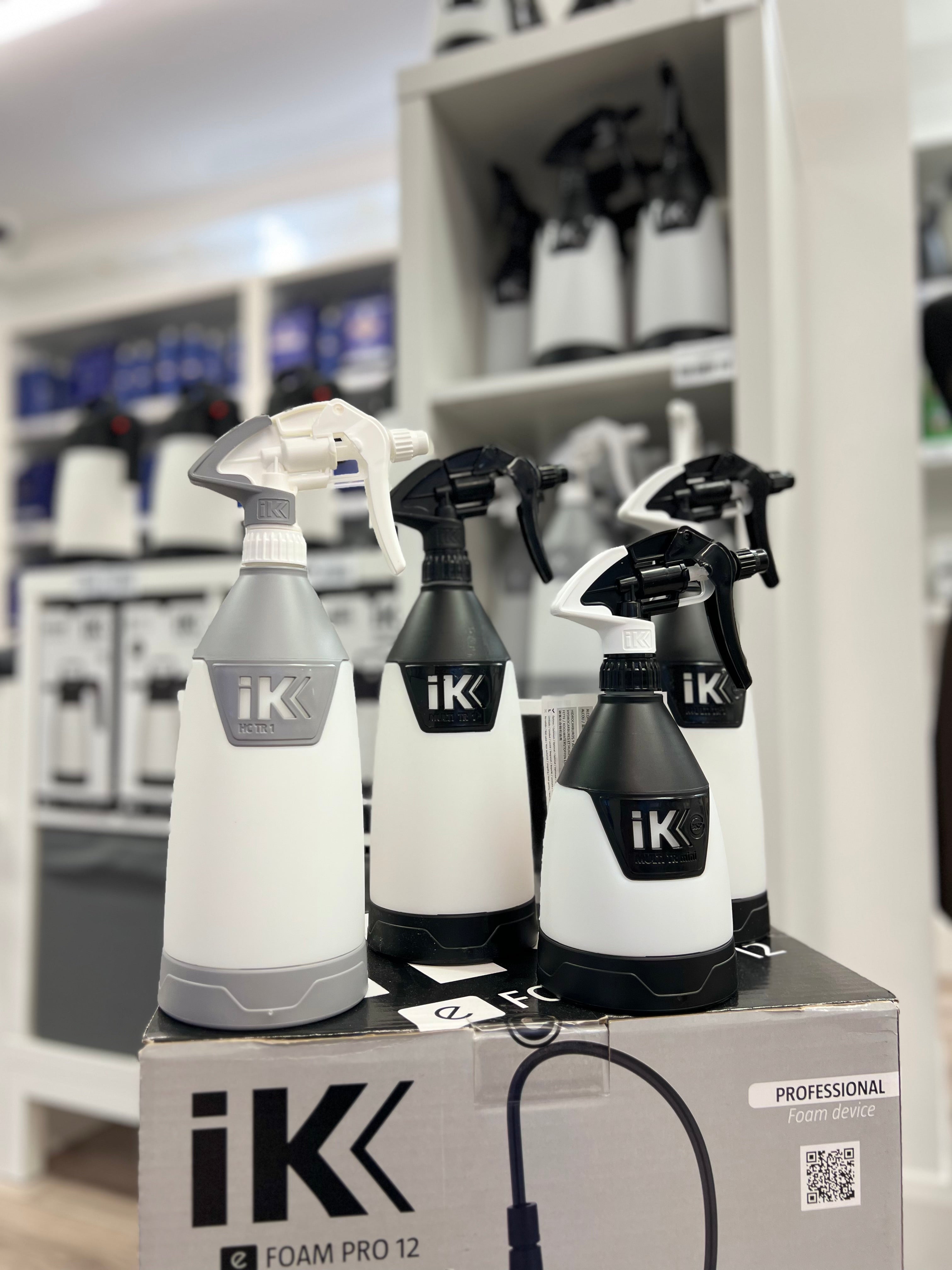 IK Sprayer Ireland. Black and grey IK Trigger Sprayer with Labocosmetica in back of shop in Cork. Official IK Sprayer Ireland