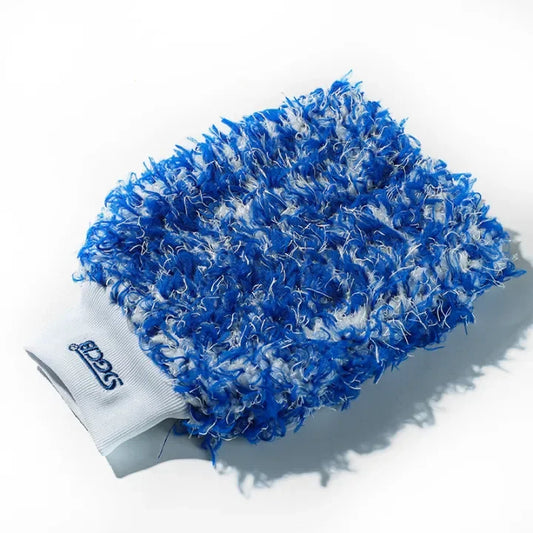 SGCB Blue Wash mitt. Safe microfibreWash Mitt. White and blue was mitt for cars with black cuff. wash glove for car washing. microfibre was mitt very soft. SGCB Ireland