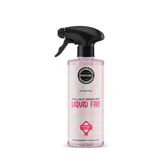 Infinity Wax Liquid Fire is a professional strength Iron Fallout Remover and Wheel Cleaner that tears through the worst contamination imaginable with ease, while also being ph-neutral and safe for all surfaces.