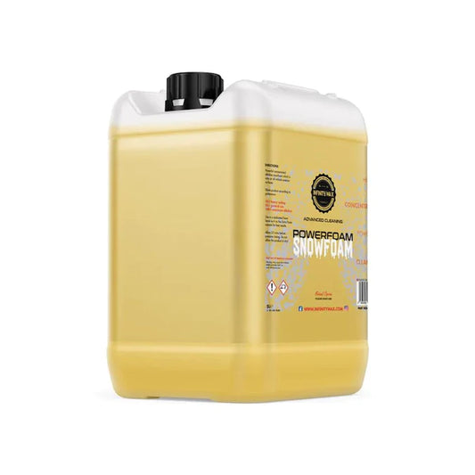 Infinity Wax Powerfoam 5L, a highly concentrated alkaline snow foam that really cuts into traffic film but does it safely.