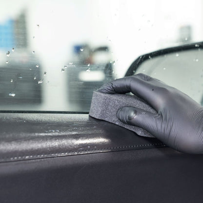 Koch Chemie The Finisher InsideCare Interior Plastic Care being applied to door card