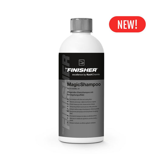 Bottle of Koch Chemie The Finisher TropicSnow car wash shampoo with a 'NEW!' label on a white background
