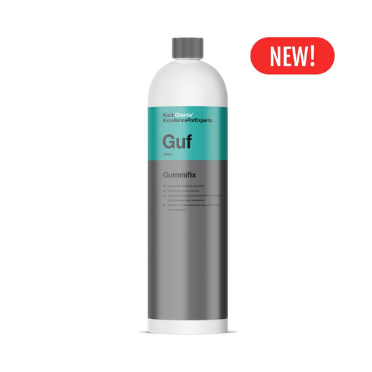 Koch Chemie GUF Gummifix bottle with a 'NEW!' label on a white background