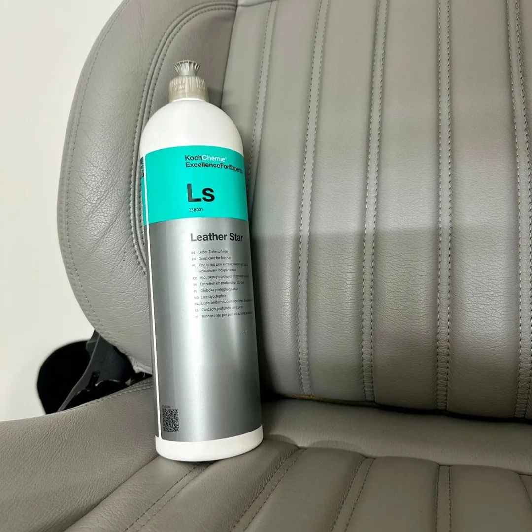 Koch Chemie LS Leather Star - Leather Conditioner on beige leather seat. Koch Chemie Ireland