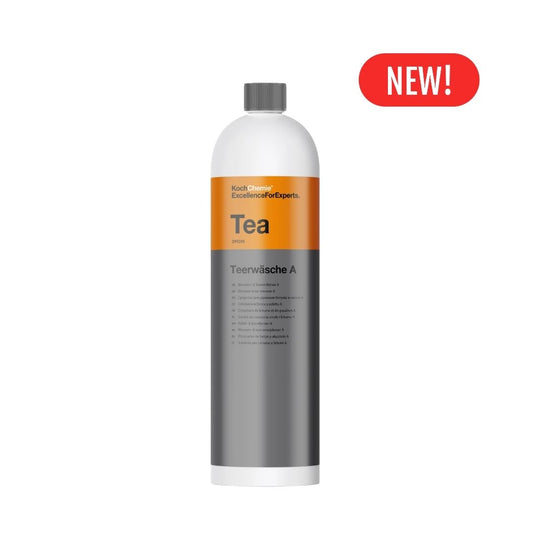 Bottle of Koch Chemie Tea tar Remover with a 'NEW!' label on a white background