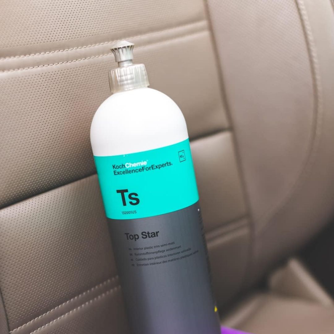 Koch Chemie Top Star bottle on a car seat