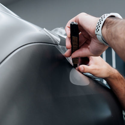 Labocosmetica ARMORIUS MATT PPF Paint Protection Film being cut with PPF knife