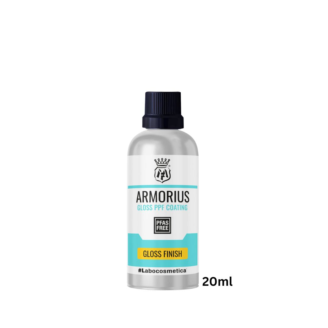 Bottle of Armorius gloss ppy coating on a white background