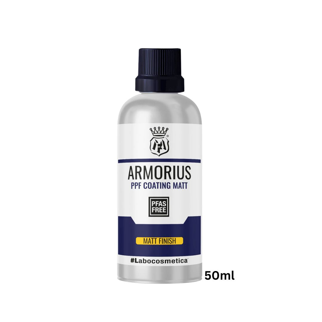 Bottle of Armorius PPF Coating Matt with a white label on a white background