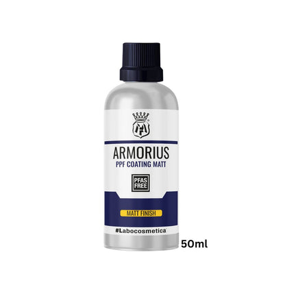 Bottle of Armorius PPF Coating Matt with a white label on a white background